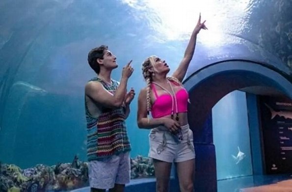 Wendy Guevara y Emilio Osorio visitan el Acuario de Veracruz